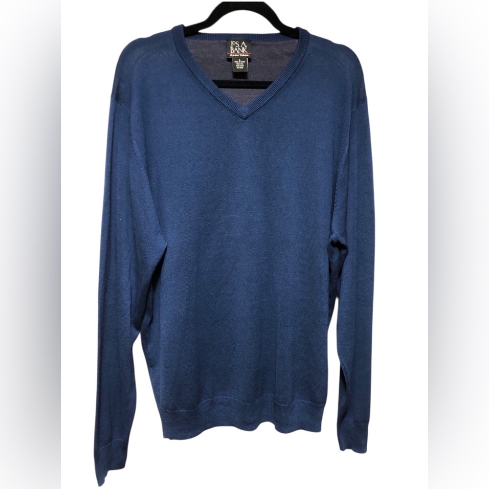 Jos. A Bank Signature Collection Silk Men's Royal Blue V-Neck Sweater